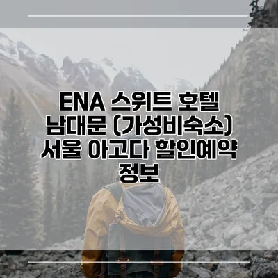 ENA 스위트 호텔 남대문 (가성비숙소) 서울 아고다 할인예약 정보