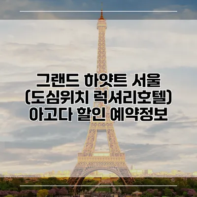 그랜드 하얏트 서울 (도심위치 럭셔리호텔) 아고다 할인 예약정보