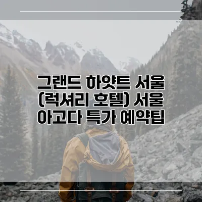 그랜드 하얏트 서울 (럭셔리 호텔) 서울 아고다 특가 예약팁