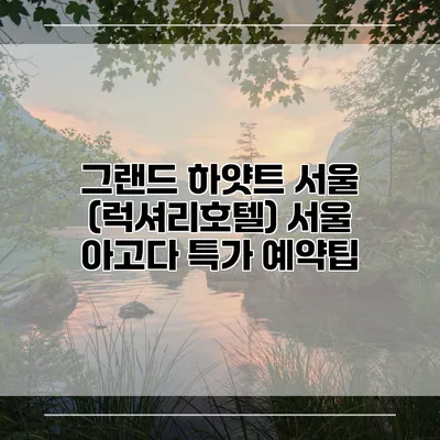 그랜드 하얏트 서울 (럭셔리호텔) 서울 아고다 특가 예약팁