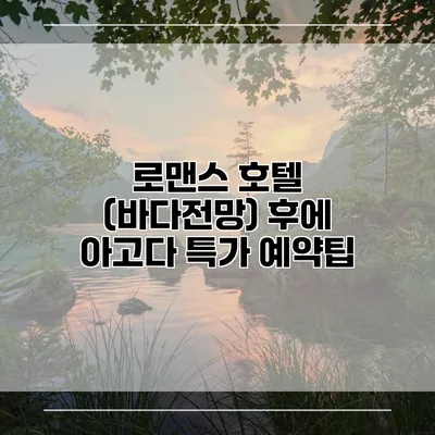 로맨스 호텔 (바다전망) 후에 아고다 특가 예약팁