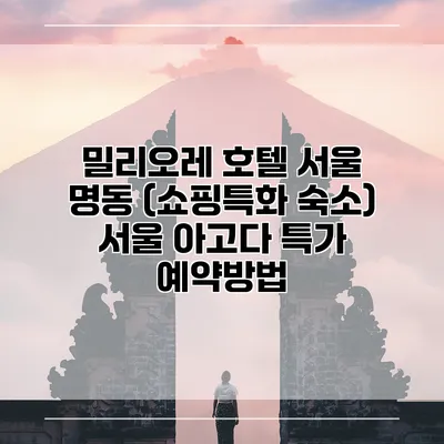 밀리오레 호텔 서울 명동 (쇼핑특화 숙소) 서울 아고다 특가 예약방법