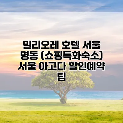 밀리오레 호텔 서울 명동 (쇼핑특화숙소) 서울 아고다 할인예약 팁