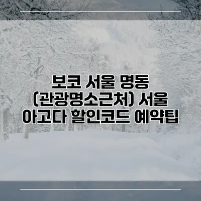 보코 서울 명동 (관광명소근처) 서울 아고다 할인코드 예약팁