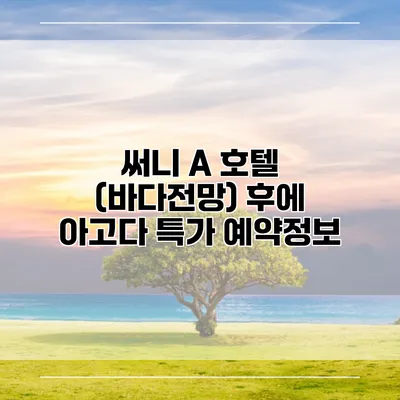 써니 A 호텔 (바다전망) 후에 아고다 특가 예약정보
