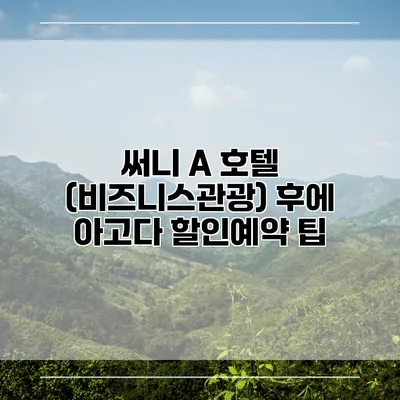 써니 A 호텔 (비즈니스관광) 후에 아고다 할인예약 팁