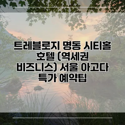 트레블로지 명동 시티홀 호텔 (역세권 비즈니스) 서울 아고다 특가 예약팁