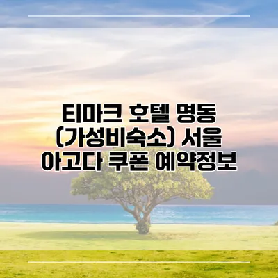 티마크 호텔 명동 (가성비숙소) 서울 아고다 쿠폰 예약정보