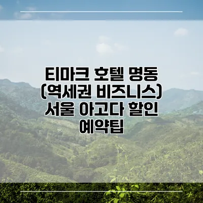 티마크 호텔 명동 (역세권 비즈니스) 서울 아고다 할인 예약팁