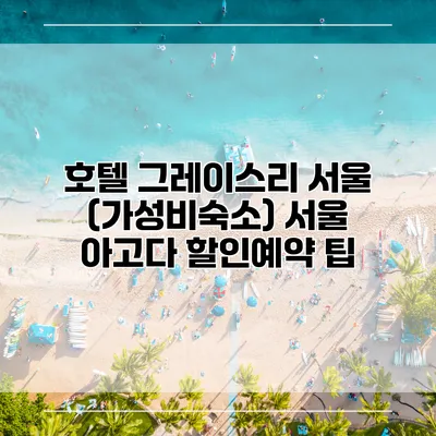 호텔 그레이스리 서울 (가성비숙소) 서울 아고다 할인예약 팁