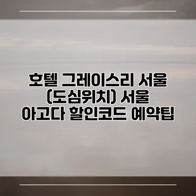 호텔 그레이스리 서울 (도심위치) 서울 아고다 할인코드 예약팁