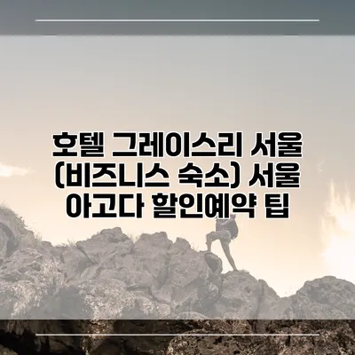 호텔 그레이스리 서울 (비즈니스 숙소) 서울 아고다 할인예약 팁