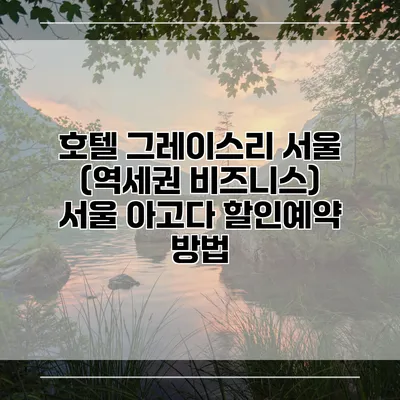 호텔 그레이스리 서울 (역세권 비즈니스) 서울 아고다 할인예약 방법