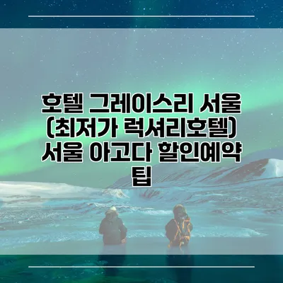 호텔 그레이스리 서울 (최저가 럭셔리호텔) 서울 아고다 할인예약 팁