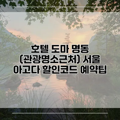 호텔 도마 명동 (관광명소근처) 서울 아고다 할인코드 예약팁