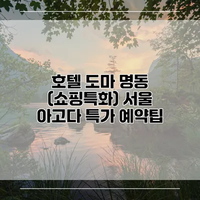 호텔 도마 명동 (쇼핑특화) 서울 아고다 특가 예약팁