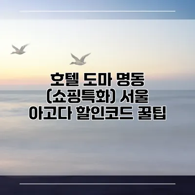 호텔 도마 명동 (쇼핑특화) 서울 아고다 할인코드 꿀팁