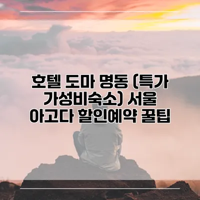 호텔 도마 명동 (특가 가성비숙소) 서울 아고다 할인예약 꿀팁