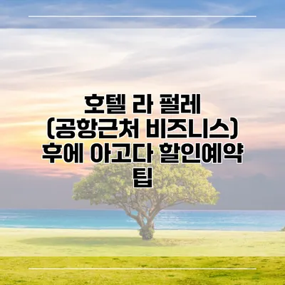 호텔 라 펄레 (공항근처 비즈니스) 후에 아고다 할인예약 팁