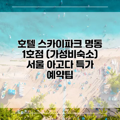 호텔 스카이파크 명동 1호점 (가성비숙소) 서울 아고다 특가 예약팁
