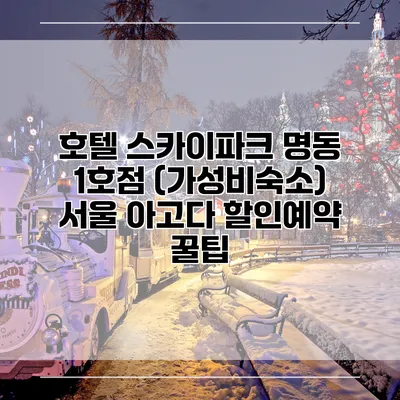 호텔 스카이파크 명동 1호점 (가성비숙소) 서울 아고다 할인예약 꿀팁