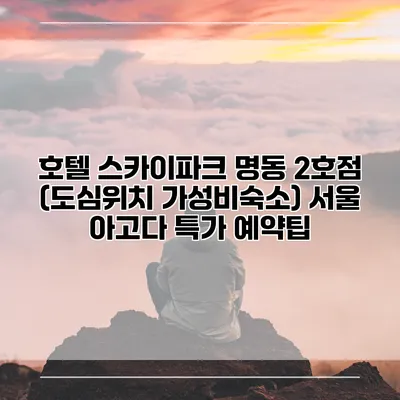 호텔 스카이파크 명동 2호점 (도심위치 가성비숙소) 서울 아고다 특가 예약팁