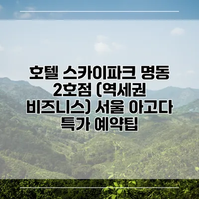 호텔 스카이파크 명동 2호점 (역세권 비즈니스) 서울 아고다 특가 예약팁