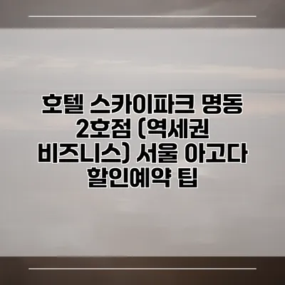 호텔 스카이파크 명동 2호점 (역세권 비즈니스) 서울 아고다 할인예약 팁