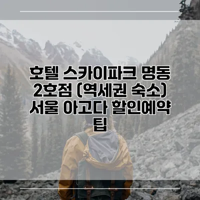 호텔 스카이파크 명동 2호점 (역세권 숙소) 서울 아고다 할인예약 팁