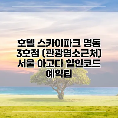호텔 스카이파크 명동 3호점 (관광명소근처) 서울 아고다 할인코드 예약팁