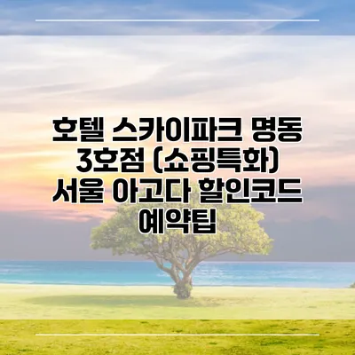 호텔 스카이파크 명동 3호점 (쇼핑특화) 서울 아고다 할인코드 예약팁