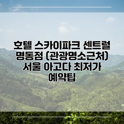 호텔 스카이파크 센트럴 명동점 (관광명소근처) 서울 아고다 최저가 예약팁