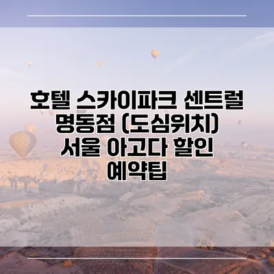 호텔 스카이파크 센트럴 명동점 (도심위치) 서울 아고다 할인 예약팁