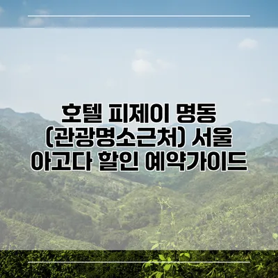 호텔 피제이 명동 (관광명소근처) 서울 아고다 할인 예약가이드