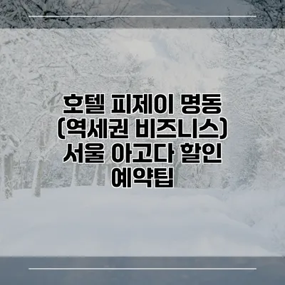 호텔 피제이 명동 (역세권 비즈니스) 서울 아고다 할인 예약팁