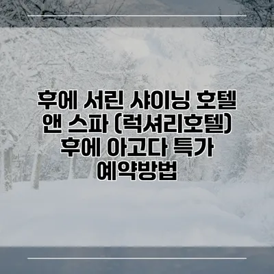 후에 서린 샤이닝 호텔 앤 스파 (럭셔리호텔) 후에 아고다 특가 예약방법