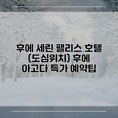 후에 세린 팰리스 호텔 (도심위치) 후에 아고다 특가 예약팁